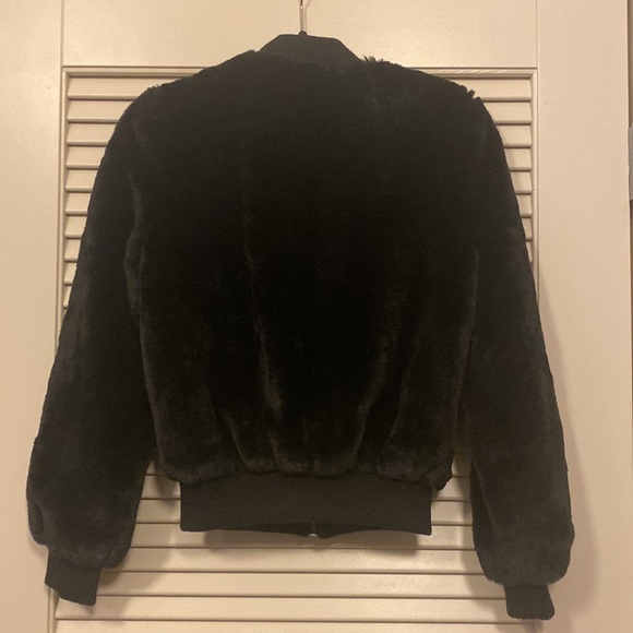 Black faux fur bomber jacket - Picture 3 of 3